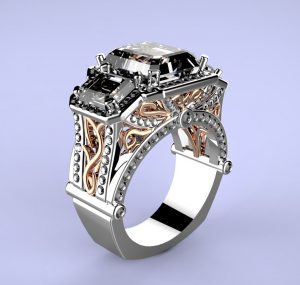 custom design process engagement ring rendering