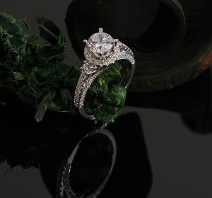 white gold round engagement ring diamond halo wedding