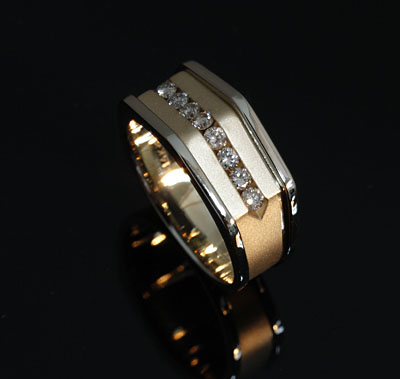 mend ring band diamond two tone yellow white gold redesign