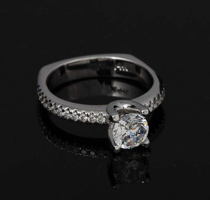 white gold diamond round modern engagement ring wedding