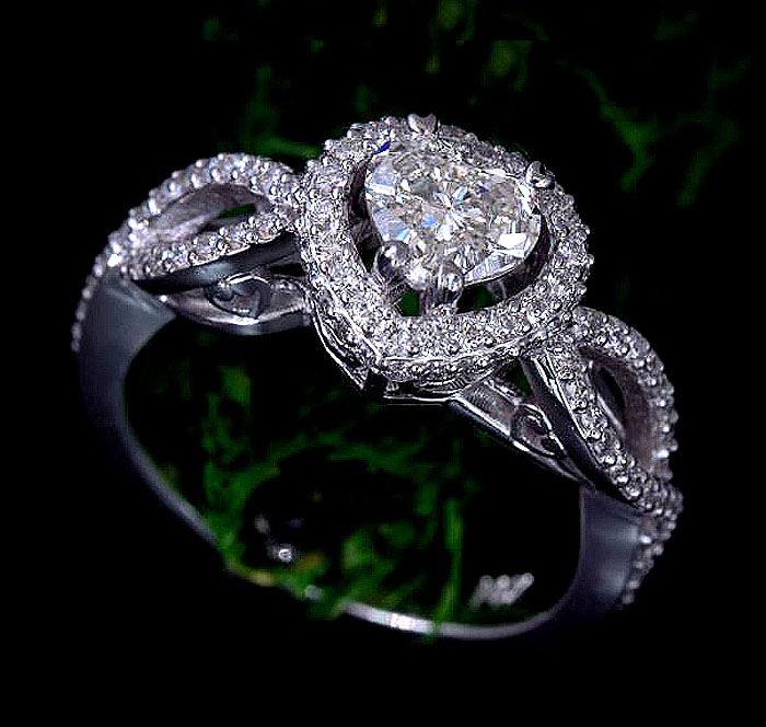 Custom Heart Diamond Engagement Ring