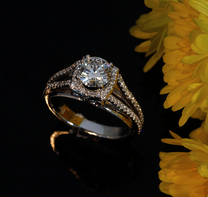 Split shank diamond engagement ring