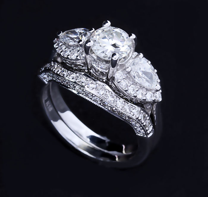 custom diamond engagement ring with band